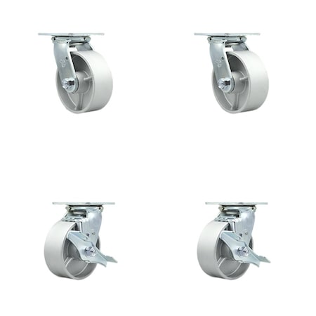 Service Caster Tool Box Caster Wheel Set 5'' Semi Steel Cast Iron Swivel Casters, 4PK TOOL-SCC-30CS520-SSB-2-TLB-2